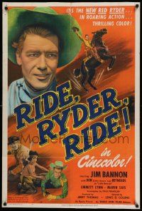 3z743 RIDE RYDER RIDE 1sh '49 by Jim Bannon in the title role as Red Ryder!