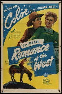 3z765 ROMANCE OF THE WEST 1sh '46 great image of singin' cowboy Eddie Dean, Joan Barton!