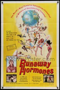 3z772 RUNAWAY HORMONES 1sh '72 Rene Bond, wild art of sex-crazed females!