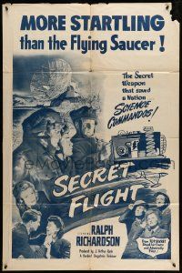 3z781 SCHOOL FOR SECRETS 1sh '52 1946 spy film made into flying saucer movie, Secret Flight!
