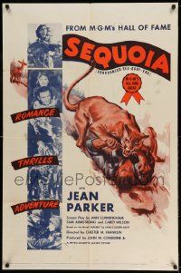 3z788 SEQUOIA 1sh R53 pretty Jean Parker in wilderness, art of man attacked by mountain lion!