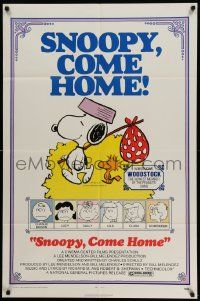 3z812 SNOOPY COME HOME 1sh '72 Peanuts, Charlie Brown, great Schulz art of Snoopy & Woodstock!