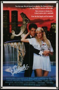 3z822 SPLASH 1sh '84 Tom Hanks loves mermaid Daryl Hannah in New York City under Twin Towers!