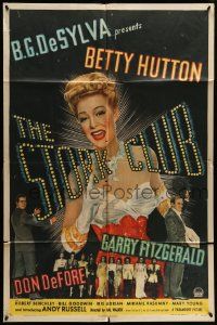 3z833 STORK CLUB style A 1sh '45 Barry Fitzgerald, Don DeFore, great art of pretty Betty Hutton!
