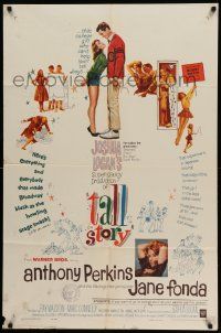 3z863 TALL STORY 1sh '60 Anthony Perkins, early Jane Fonda, basketball!