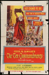 3z872 TEN COMMANDMENTS 1sh '60 art of Charlton Heston & Yul Brynner, Cecil B. DeMille!