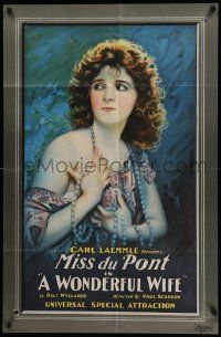 3z989 WONDERFUL WIFE 1sh '22 stone litho of Miss du Pont, star of Von Stroheim's Foolish Wives!