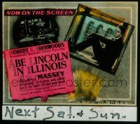 4a006 ABE LINCOLN IN ILLINOIS style A glass slide '40 Raymond Massey as Abraham sitting by window!