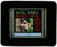 4a024 BLACK JACK glass slide '27 great image of Buck Jones aiming his gun behind a tree!