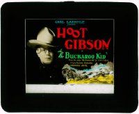 4a036 BUCKAROO KID glass slide '26 great close up of Hoot Gibson + cool stagecoach artwork!
