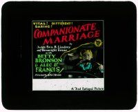 4a047 COMPANIONATE MARRIAGE glass slide '28 different image of Betty Bronson driving car, lost film!