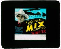 4a064 DRIFTER glass slide '29 cyclonic Tom Mix & Tony action, with an airplane rescue!
