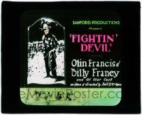 4a079 FIGHTIN' DEVIL glass slide '22 Olin Francis in a western knockout with punches galore!