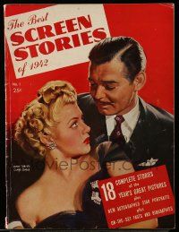 4a250 BEST SCREEN STORIES OF 1942 no. 1 magazine '42 great art of Clark Gable & sexy Lana Turner!