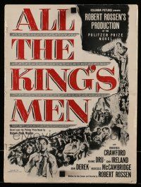 4a485 ALL THE KING'S MEN pressbook '50 Louisiana Governor Huey Long biography w/Broderick Crawford
