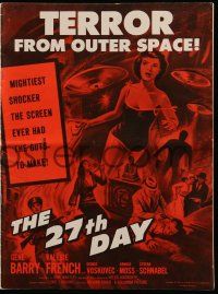 4a475 27th DAY pressbook '57 terror from space, five people given the power to destroy nations!