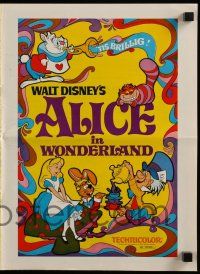 4a481 ALICE IN WONDERLAND pressbook R74 Walt Disney Lewis Carroll classic, psychedelic art!