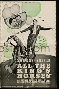4a484 ALL THE KING'S HORSES pressbook '35 Danish Carl Brisson, Mary Ellis, Edward Evertt Horton