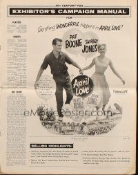 4a492 APRIL LOVE pressbook '57 great romantic images of Pat Boone & pretty Shirley Jones!