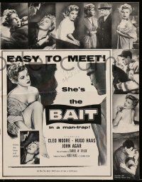 4a497 BAIT pressbook '54 the door's always open to sexy bad girl Cleo Moore's room!