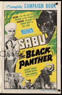 4a514 BLACK PANTHER pressbook '56 danger brought Sabu to sexy Carol Varga's side in the jungle!