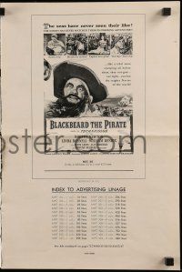4a516 BLACKBEARD THE PIRATE pressbook '52 cool art of Robert Newton in the title role!