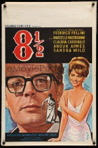 4b240 8 1/2 Belgian '63 Federico Fellini classic, Marcello Mastroianni & sexy Claudia Cardinale!