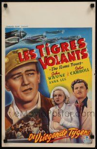 4b257 FLYING TIGERS Belgian 1949 John Wayne, Carroll, Anna Lee, art of WWII airplanes!