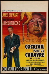 4b287 ROPE Belgian R60s great art of James Stewart holding the rope, Alfred Hitchcock classic!