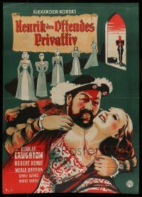 4b047 PRIVATE LIFE OF HENRY VIII Danish R47 art of Charles Laughton, directed by Alexander Korda!
