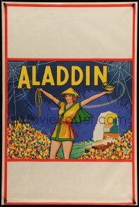 4b035 ALADDIN stage play English double crown '30s stone litho of female lead w/lamp & treasure!
