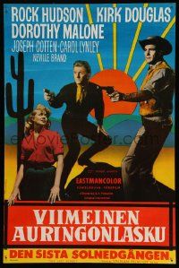 4b030 LAST SUNSET Finnish '61 Rock Hudson, Kirk Douglas, Dorothy Malone, Robert Aldrich directed!
