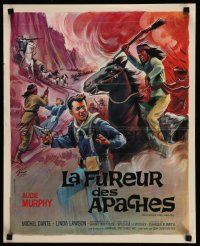 4b165 APACHE RIFLES French 18x22 '64 cool Grinsson artwork of cowboy Audie Murphy!