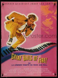 4b178 GREAT BALLS OF FIRE French 15x20 '89 Dennis Quaid as rock 'n' roll star Jerry Lee Lewis!