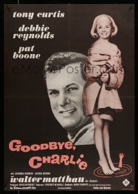 4b555 GOODBYE CHARLIE German '64 Tony Curtis, image of sexy barely-dressed Debbie Reynolds!