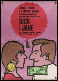 4b208 FUN WITH DICK & JANE Polish 27x37 '77 George Segal, Jane Fonda, great Mlodozeniec art!