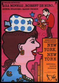 4b216 NEW YORK NEW YORK Polish 27x38 '78 Mlodozeniec art of De Niro & singing Liza Minnelli!