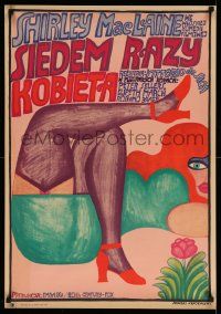 4b195 WOMAN TIMES SEVEN Polish 23x33 '68 MacLaine, cool completely different art by Krajewski!