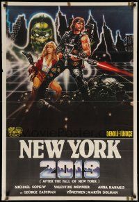 4b310 AFTER THE FALL OF NEW YORK Turkish '84 post-apocalyptic NYC, cool Renato Casaro action art!