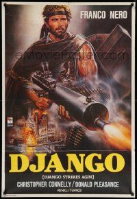 4b335 DJANGO STRIKES AGAIN Turkish '87 cool Enzo Sciotti art of Franco Nero with huge gun!
