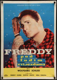 4b655 FREDDY UNTER FREMDEN STERNEN Yugoslavian 20x28 '59 Wolfgang Schleif's musical, Freddy Quinn!