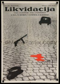 4b723 ZAMACH Yugoslavian 19x28 '59 WWII, cool Lipinski assassination artwork!
