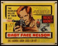 4c023 BABY FACE NELSON style B 1/2sh '57 Public Enemy No. 1 Mickey Rooney firing tommy gun!