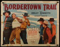 4c052 BORDERTOWN TRAIL style A 1/2sh '44 Smiley Burnette pointing gun & Sunset Carson with rope!
