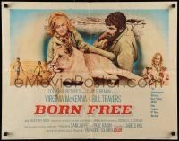 4c053 BORN FREE 1/2sh '66 great image of Virginia McKenna & Bill Travers with Elsa the lioness!