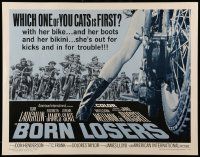 4c054 BORN LOSERS 1/2sh '67 Tom Laughlin directs and stars as Billy Jack, sexy motorcycle art!