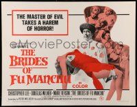 4c058 BRIDES OF FU MANCHU 1/2sh '66 Asian villain Christopher Lee, Better dead than wed!