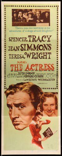 4c508 ACTRESS insert '53 Jean Simmons, cool close-up art of Spencer Tracy!