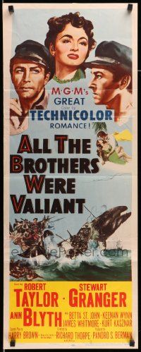 4c515 ALL THE BROTHERS WERE VALIANT insert '53 Robert Taylor, Stewart Granger, cool whaling art!