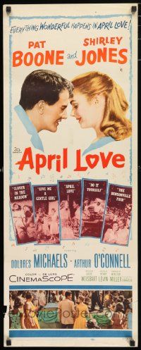 4c523 APRIL LOVE insert '57 romantic art of Pat Boone & sexy Shirley Jones!